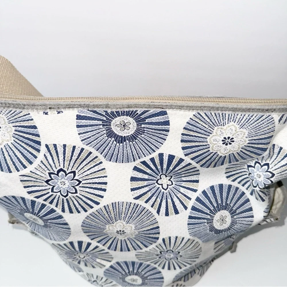 Oioi Be Spicy Diaper Bag Messenger Navy Medallion on Ivory Design